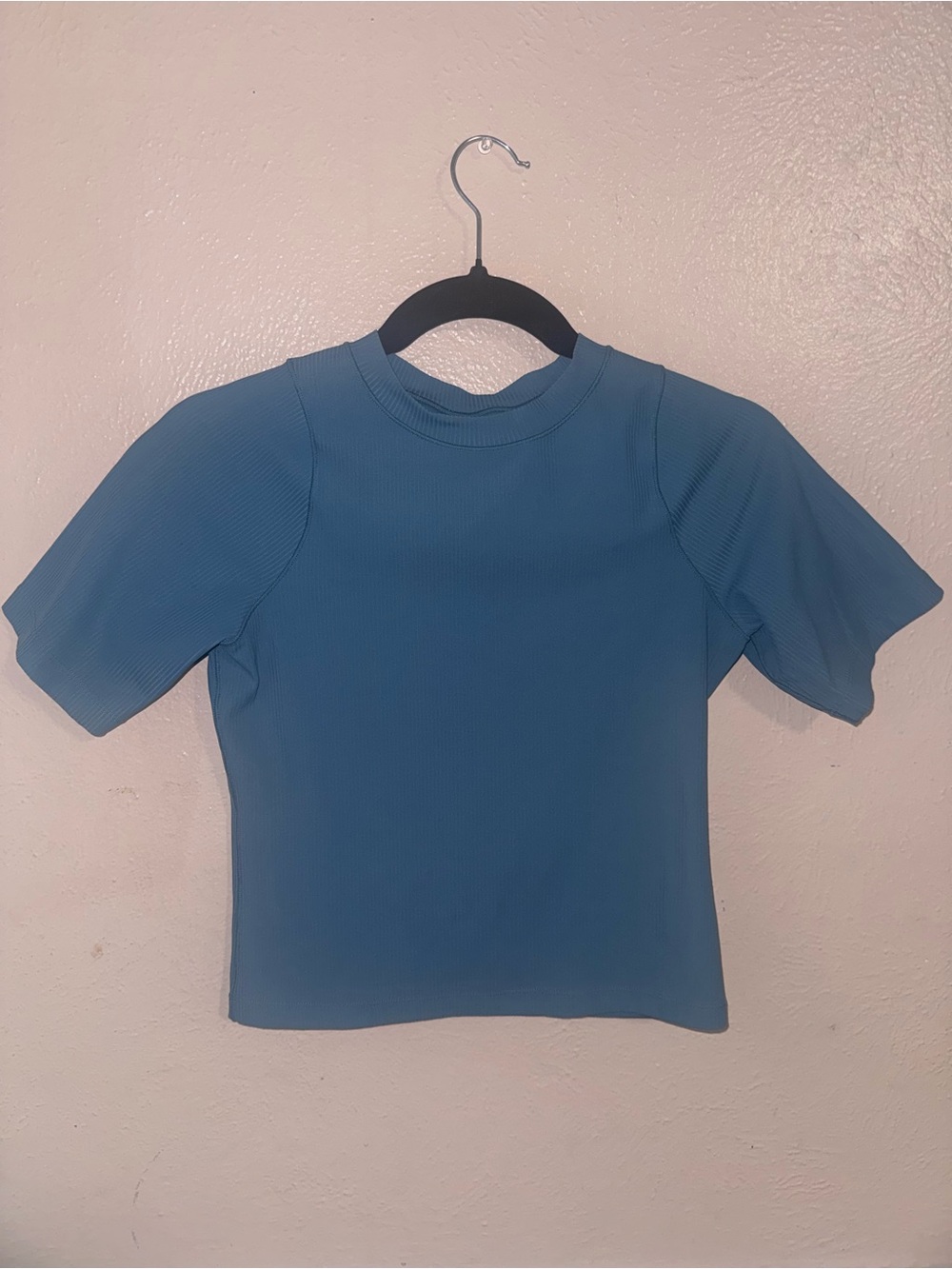 Nike Basic Ribbed Short Sleeve Top - Dusty Blue